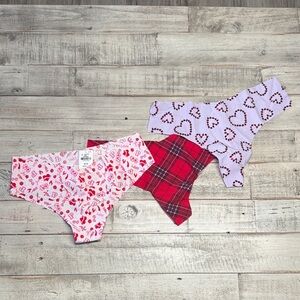 Victoria's Secret Red and Pink Heart Panties Bundle Set